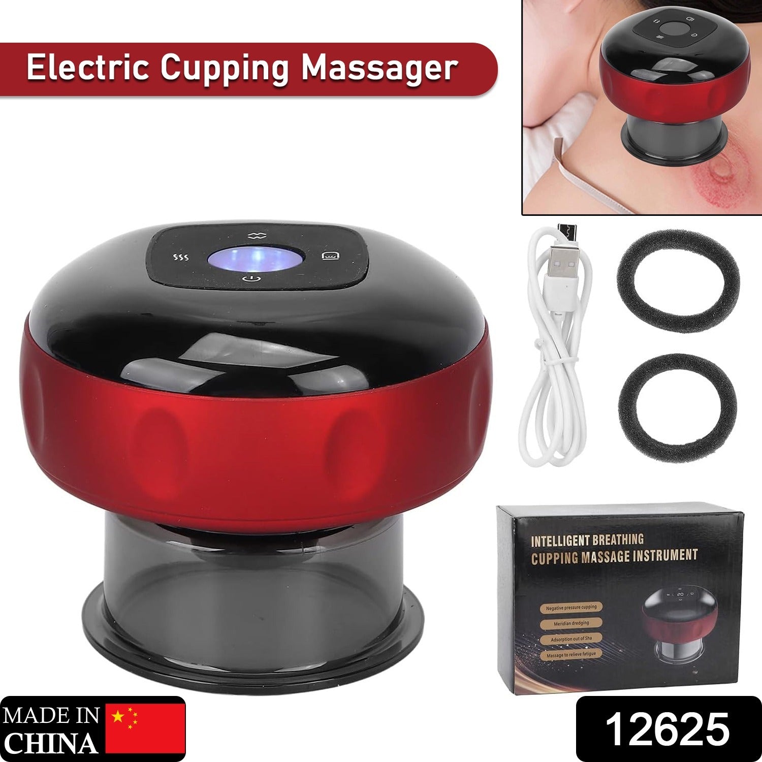 12625 Electric Intelligent Breathing Cupping Massage Instrument The Smart Cupping Therapy Set's Massager for Muscle and Joint Pain Cellulite Massage Back Pain Relief for Back Shoulder Leg (1 Pc) 12625 Electric Intelligent Breathing Cupping Massage Instrument The Smart Cupping Therapy Set's Massager for Muscle and Joint Pain Cellulite Massage Back Pain Relief for Back Shoulder Leg (1 Pc)